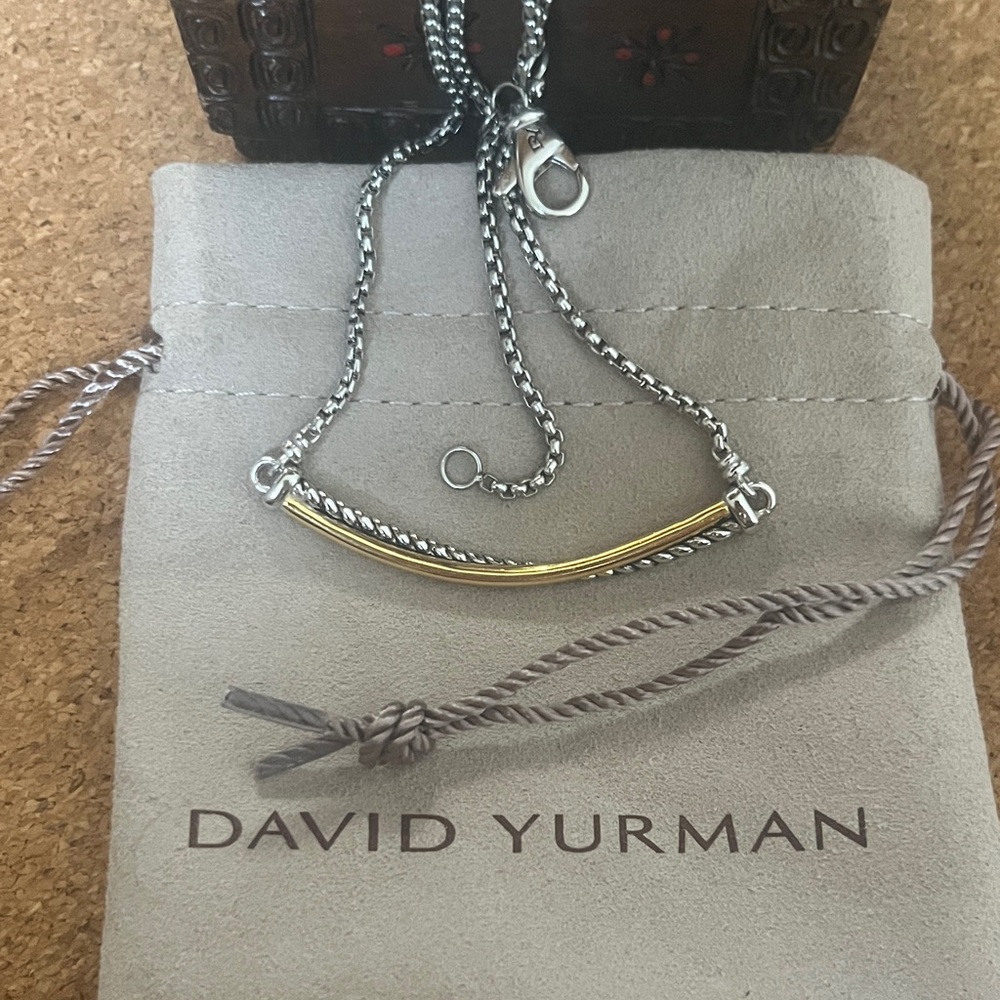 David Yurman women's Two-Tone Crossover Bar Chain necklace